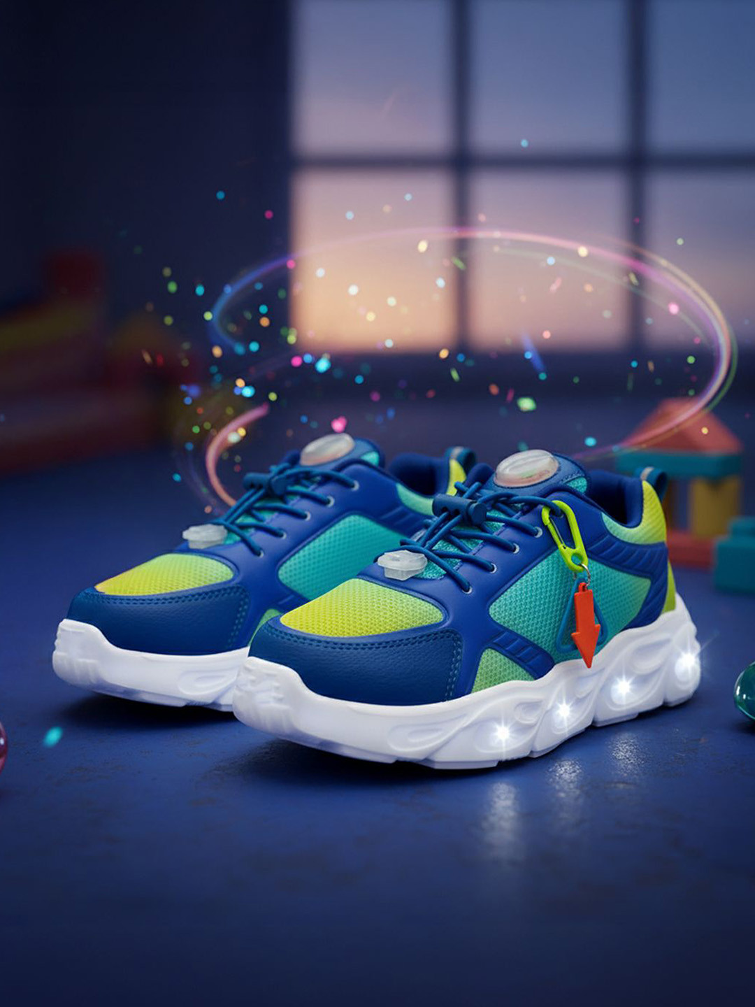 Hopits Boys Colourblocked Round Toe Sneakers with LED Light-Up Sole