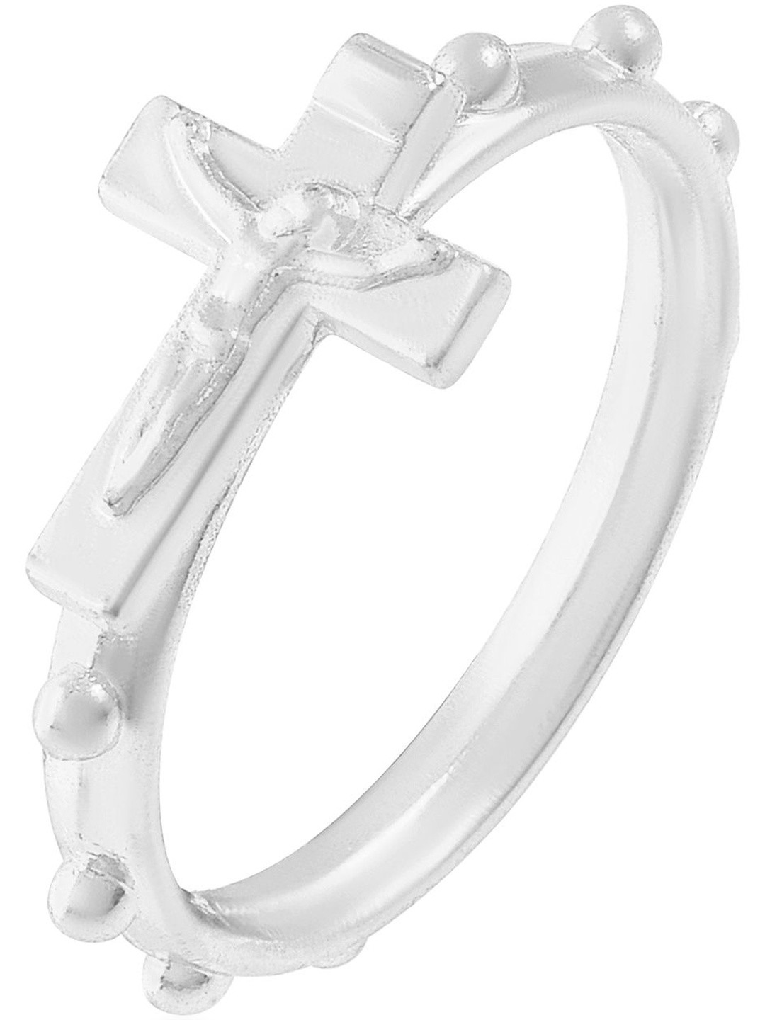 DZINETRENDZ Unisex Silver-Plated Christian Jesus Crucifix Cross Finger Ring