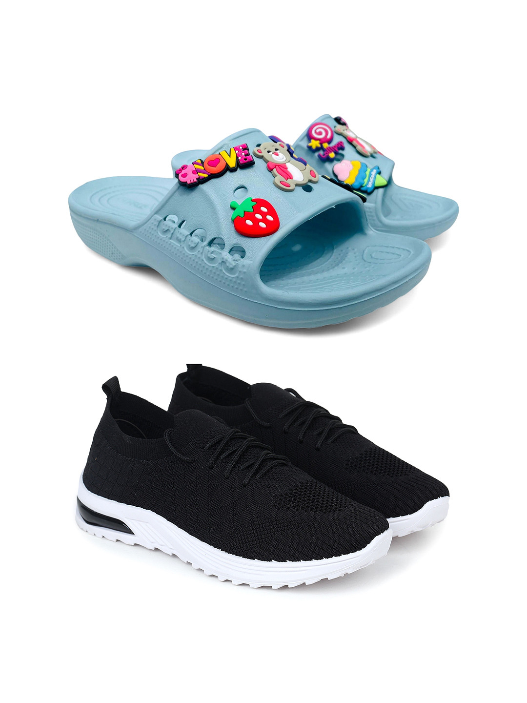 FABBMATE Women Pair Of 2 Sneakers And Flip Flops