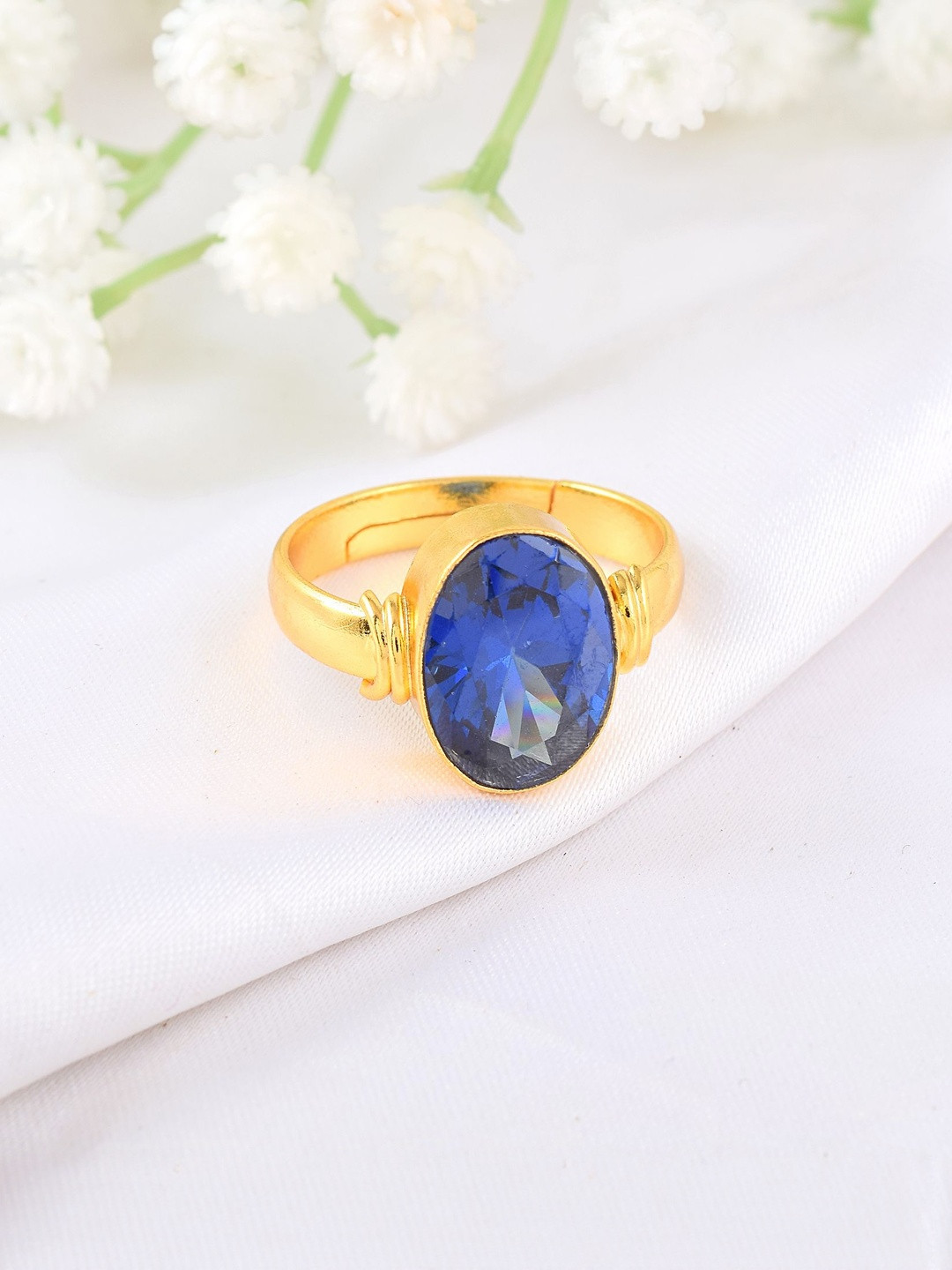 Brass Goldplated Neelam rashi ratana Astrology finger ring