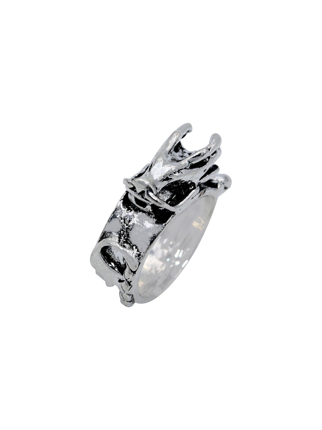 DZINETRENDZ Unisex Oxidised Antique Finish Dragon With Full Winding Tail Finger Ring