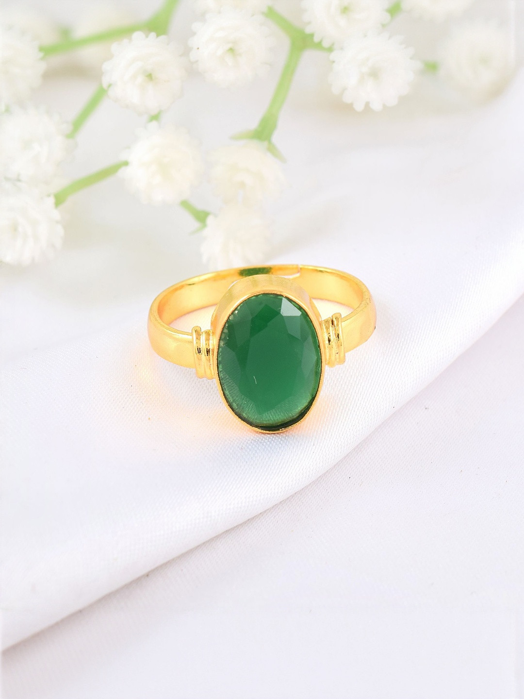 Goldplated Natural Panna Emerald Rashi ratna Astrology Fingerring