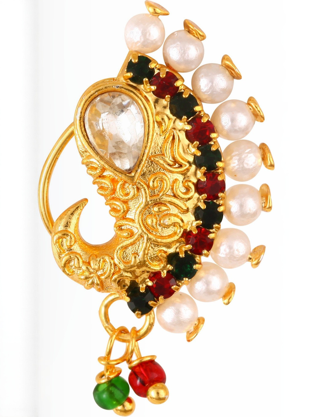 VIVASTRI Women Gold Plated Alloy Without Piercing Nath Nose Pins