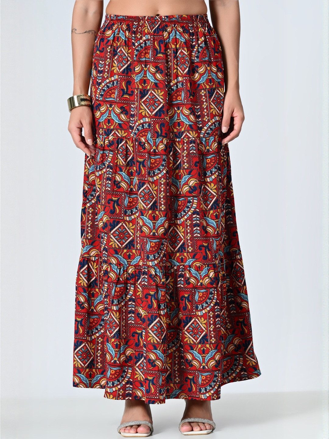 SZN Women Floral Print Ankle Length Skirt