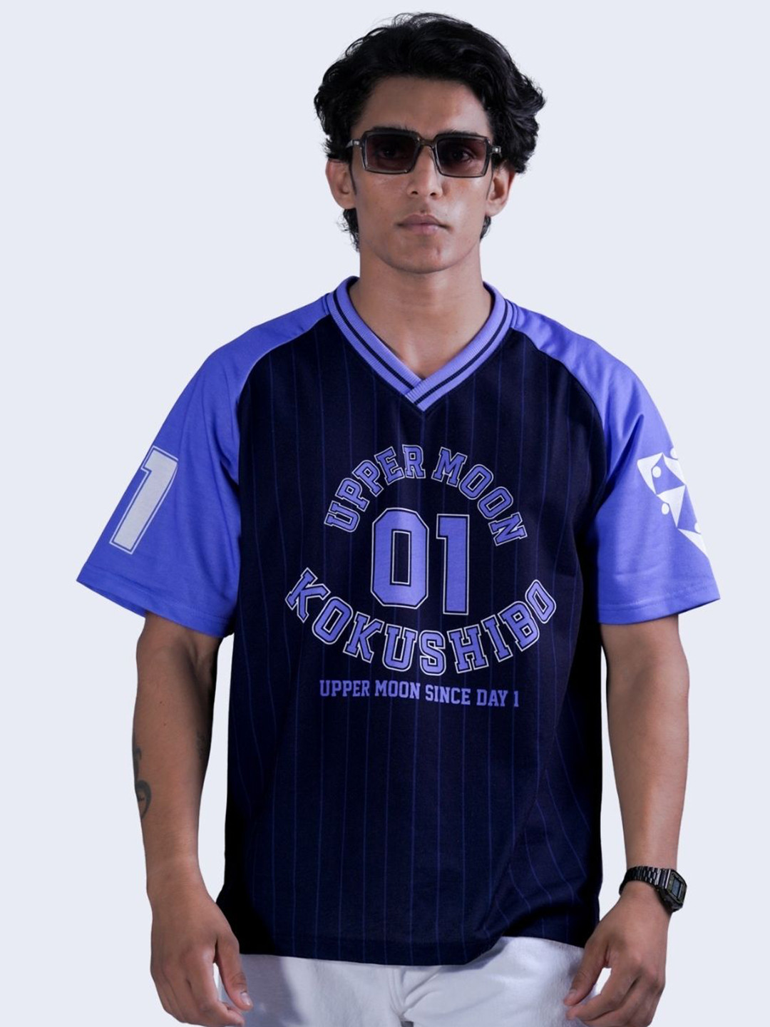 Fans Army Men Typography Printed V-Neck Pure Cotton Oversized T-shirt