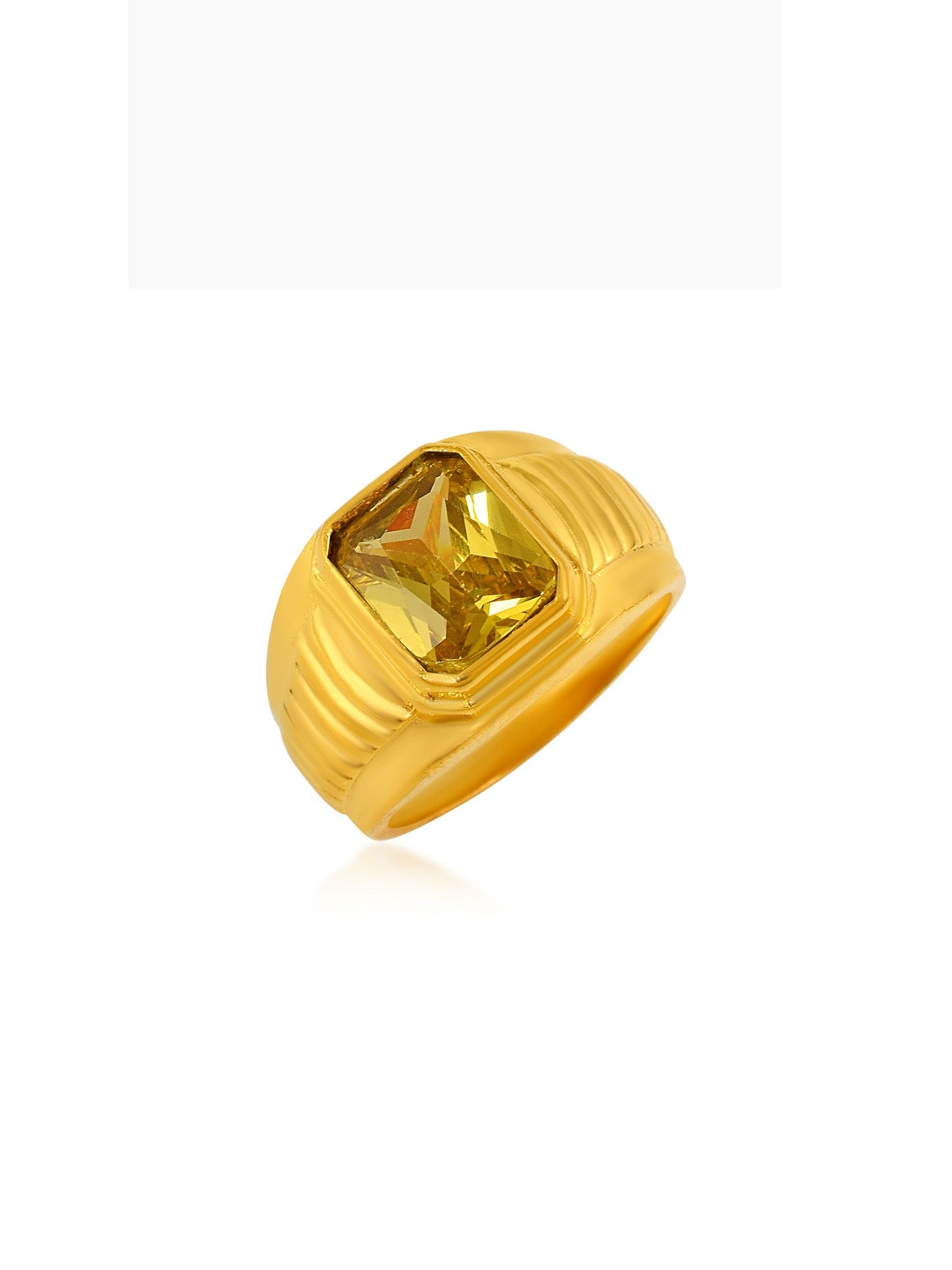 Brass Goldplated Faux Yellow Sapphire Pukhraj finger ring