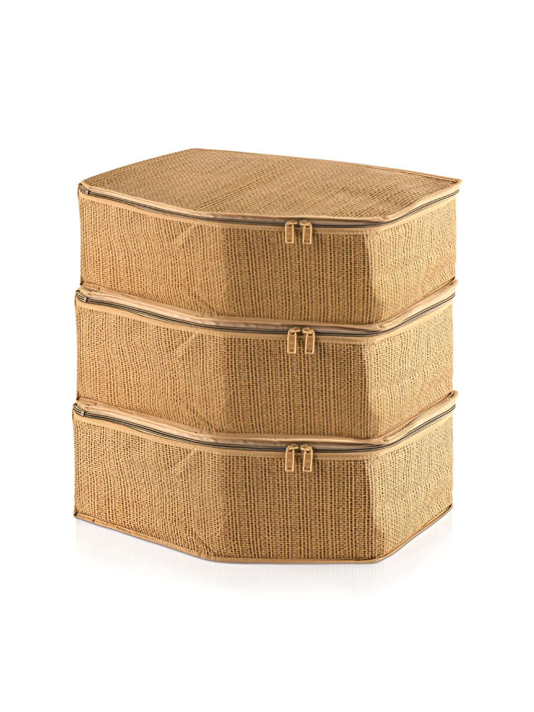 Aura Gold-Toned 3 Pieces Self Design Blouse Covers for Storage with Zip Organisers