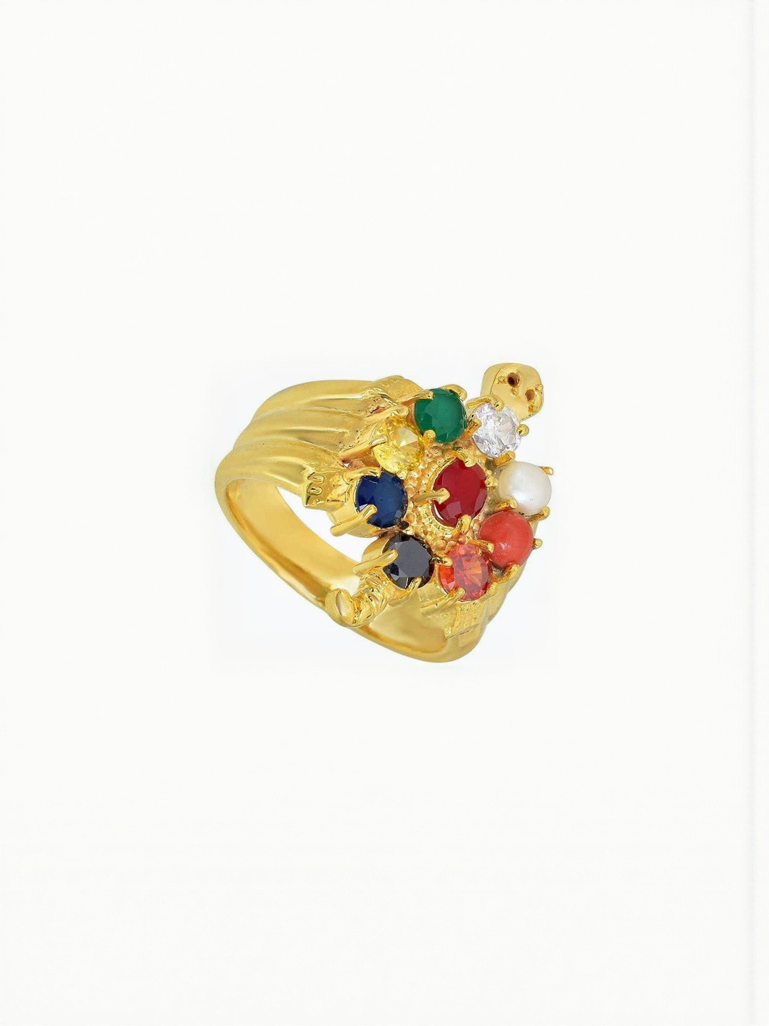 RAVIOUR LIFESTYLE Unisex Gold-Plated Multi-Stone Finger Ring
