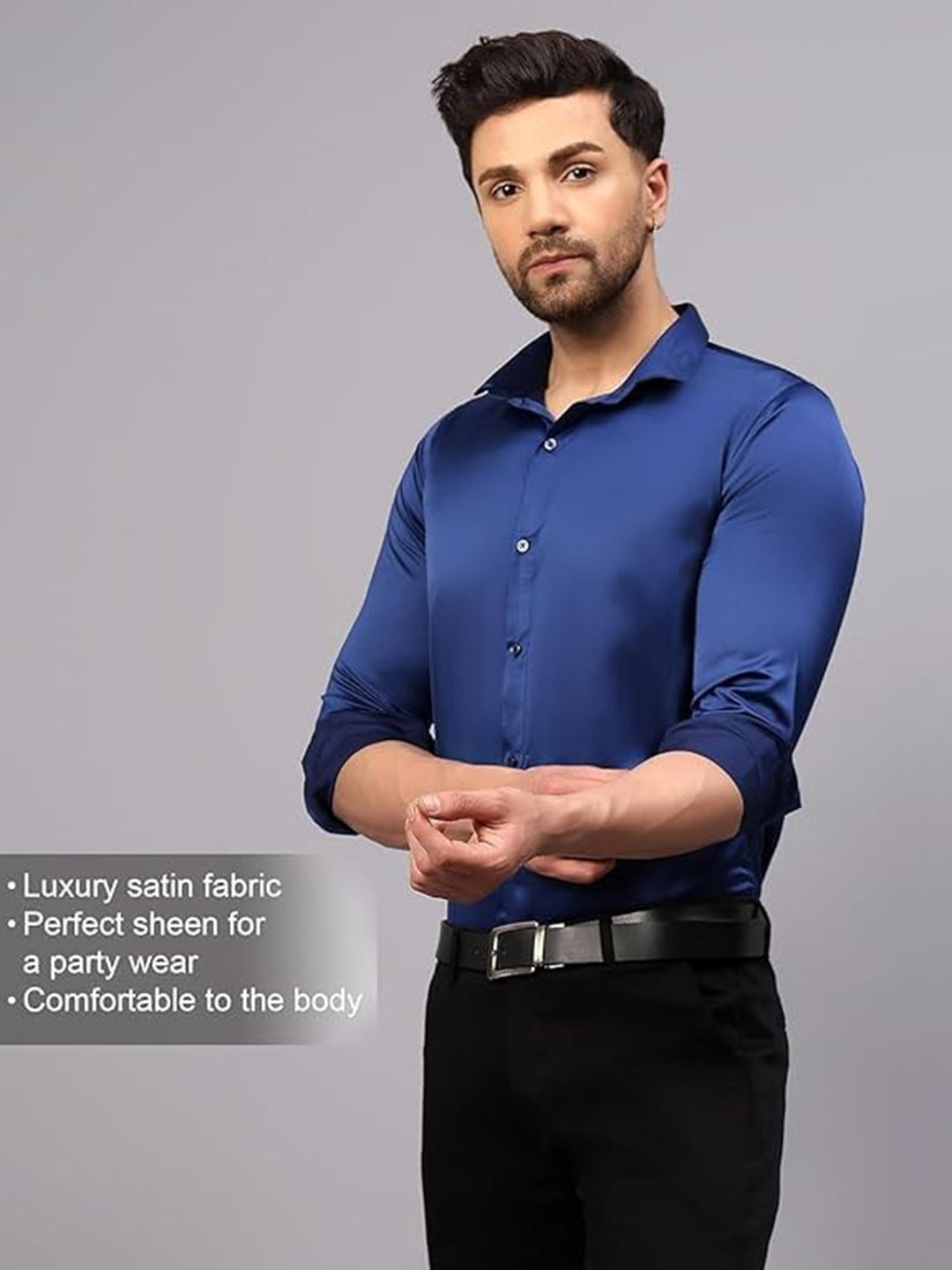 Deelmo Men Pack of 2 Textured Mandarin Collar Linen Casual Shirts