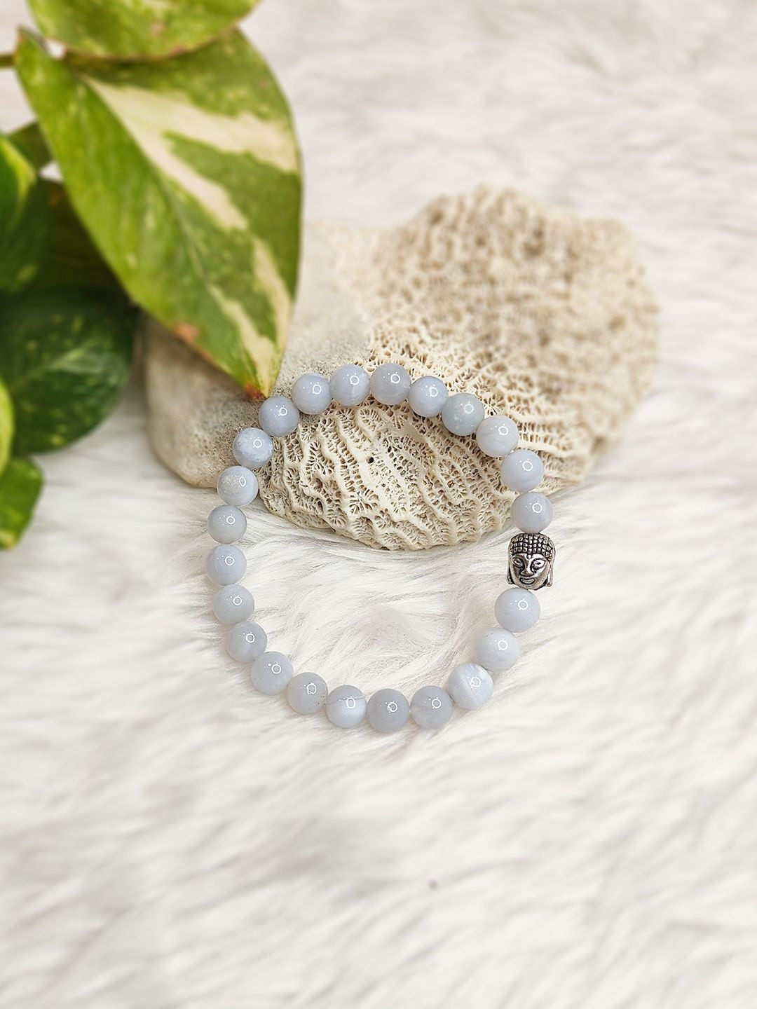 Cold Lava Studio Unisex Agate Beaded Elasticated Bracelet