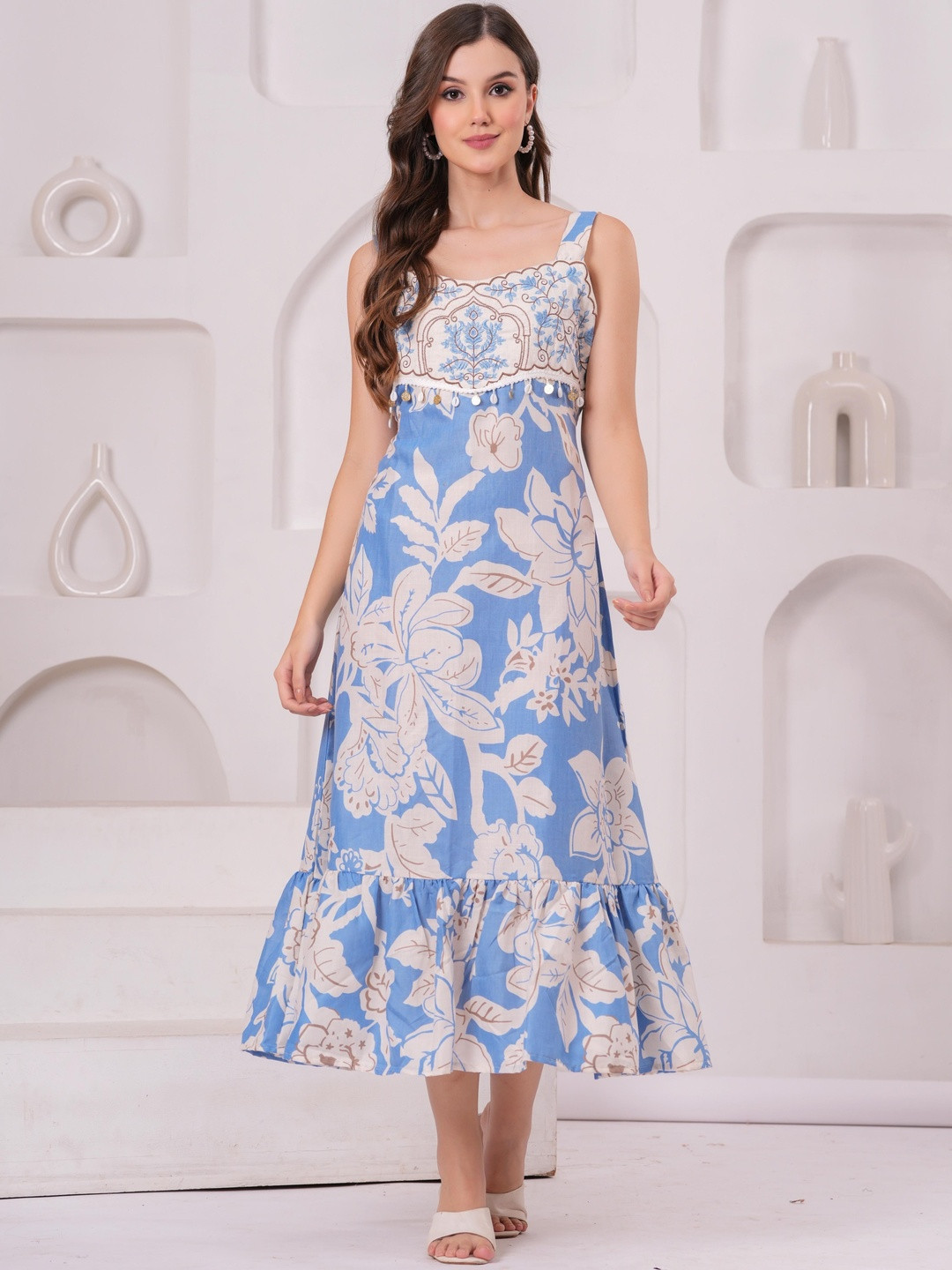 Women Blue CottonRayon Dress