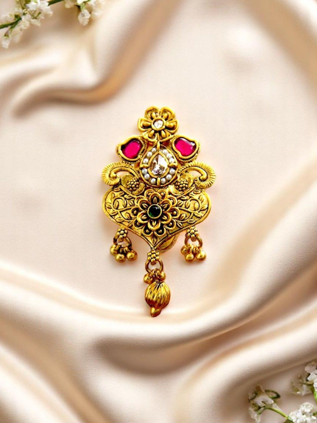 AccessHer Gold-Plated Stones Studded Brooch