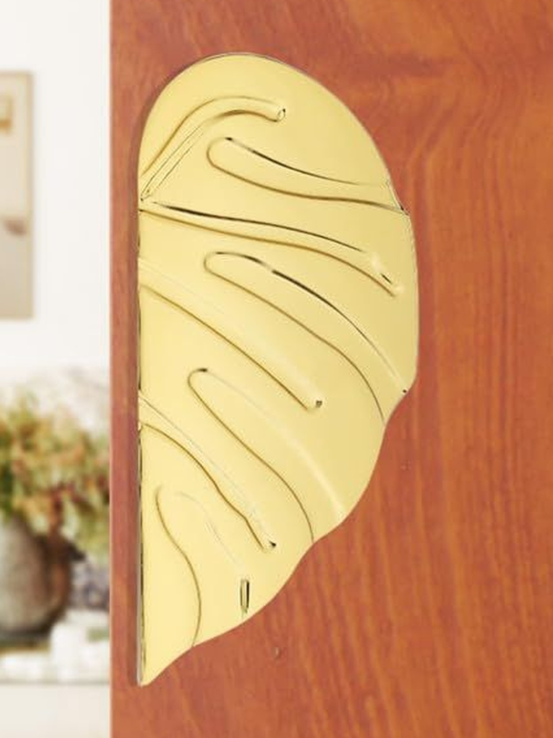 GLOXY Gold Toned Leaf Shape Door Handle for Main Door