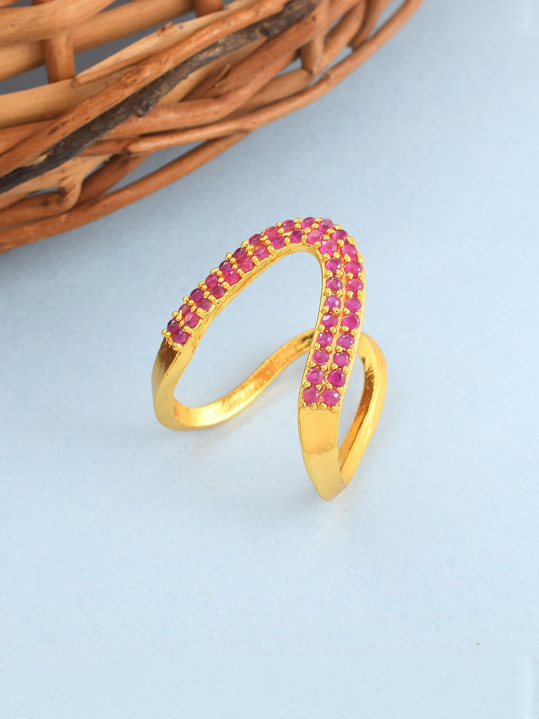 Brass Goldplated Imitation Ruby Fashion Finger ring