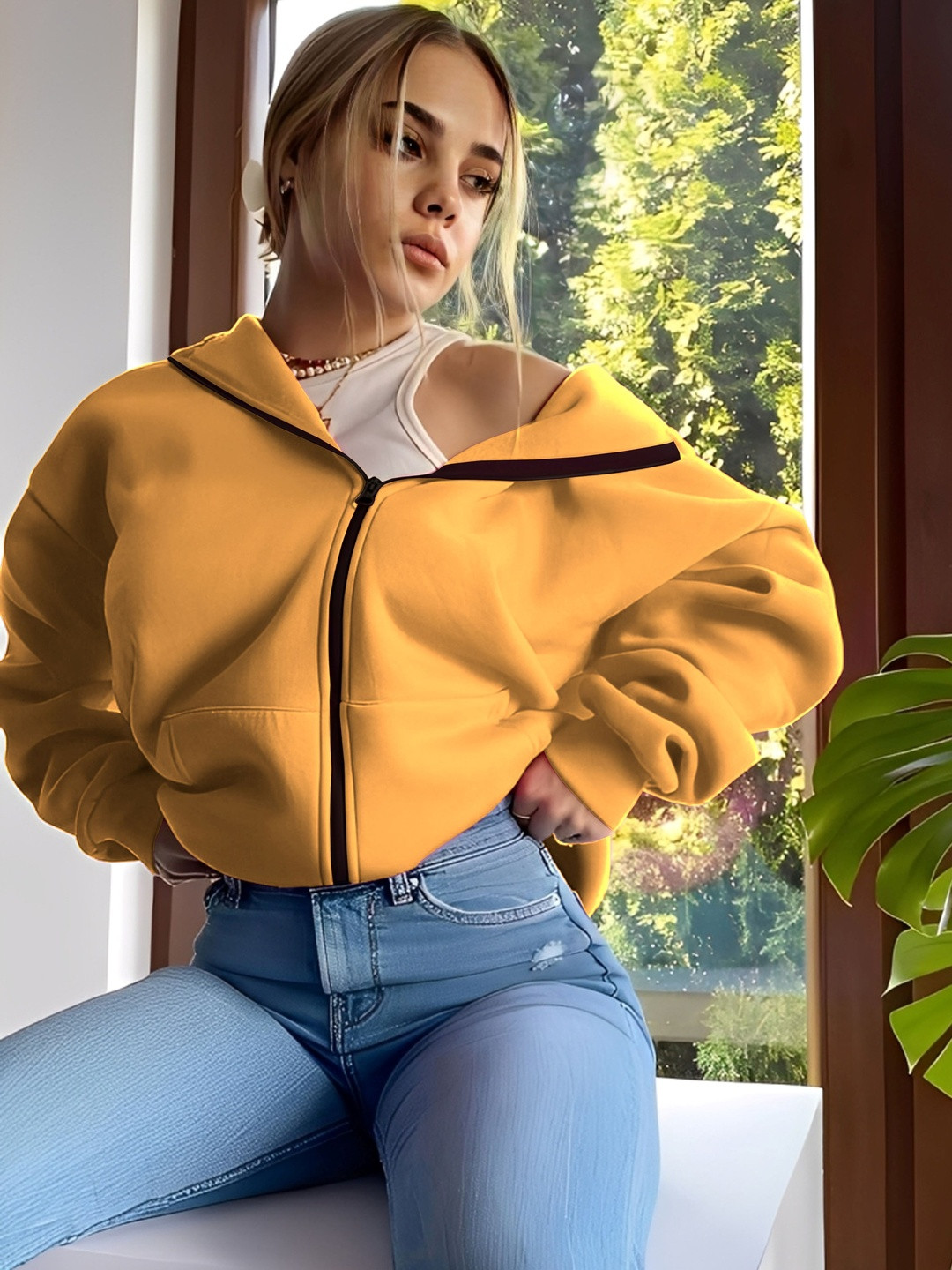 CORSICA Women Full Sleeves Zip-through Hooded Sweatshirt