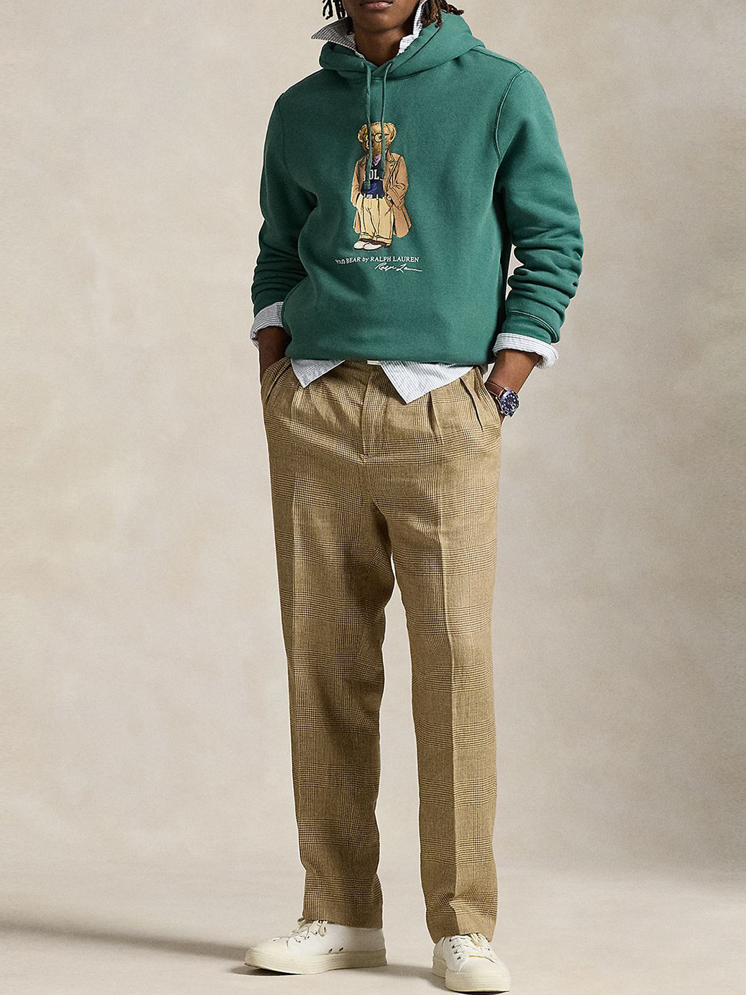 Polo Ralph Lauren Men Polo Bear Printed Hooded Long Sleeves Pullover Sweatshirt