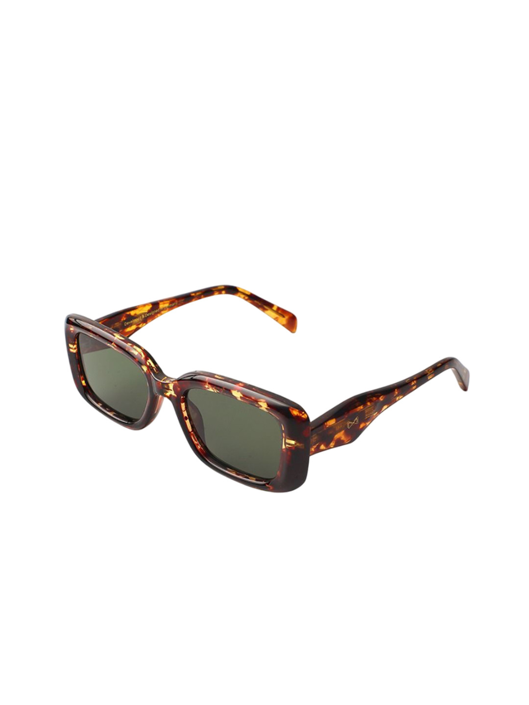 Vojos Unisex Green Lens & Brown Rectangle Sunglasses with UV Protected