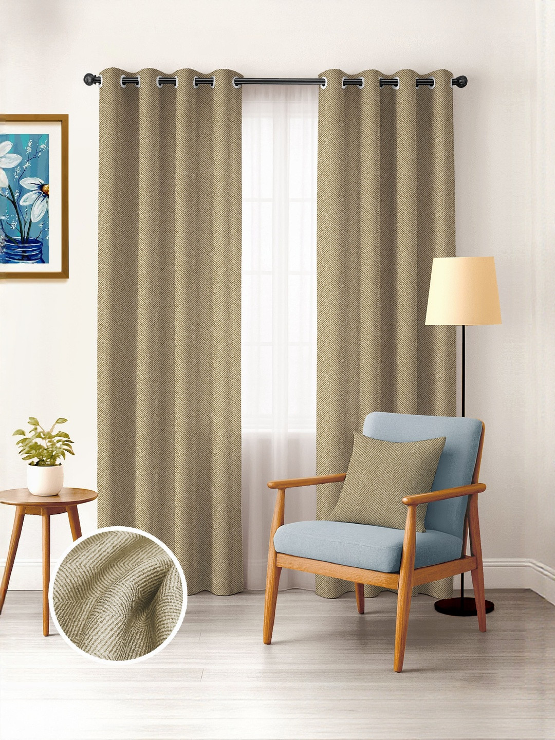 Myntra Elegant Homes Set of 2 Black Out 7 Feet Door Curtain