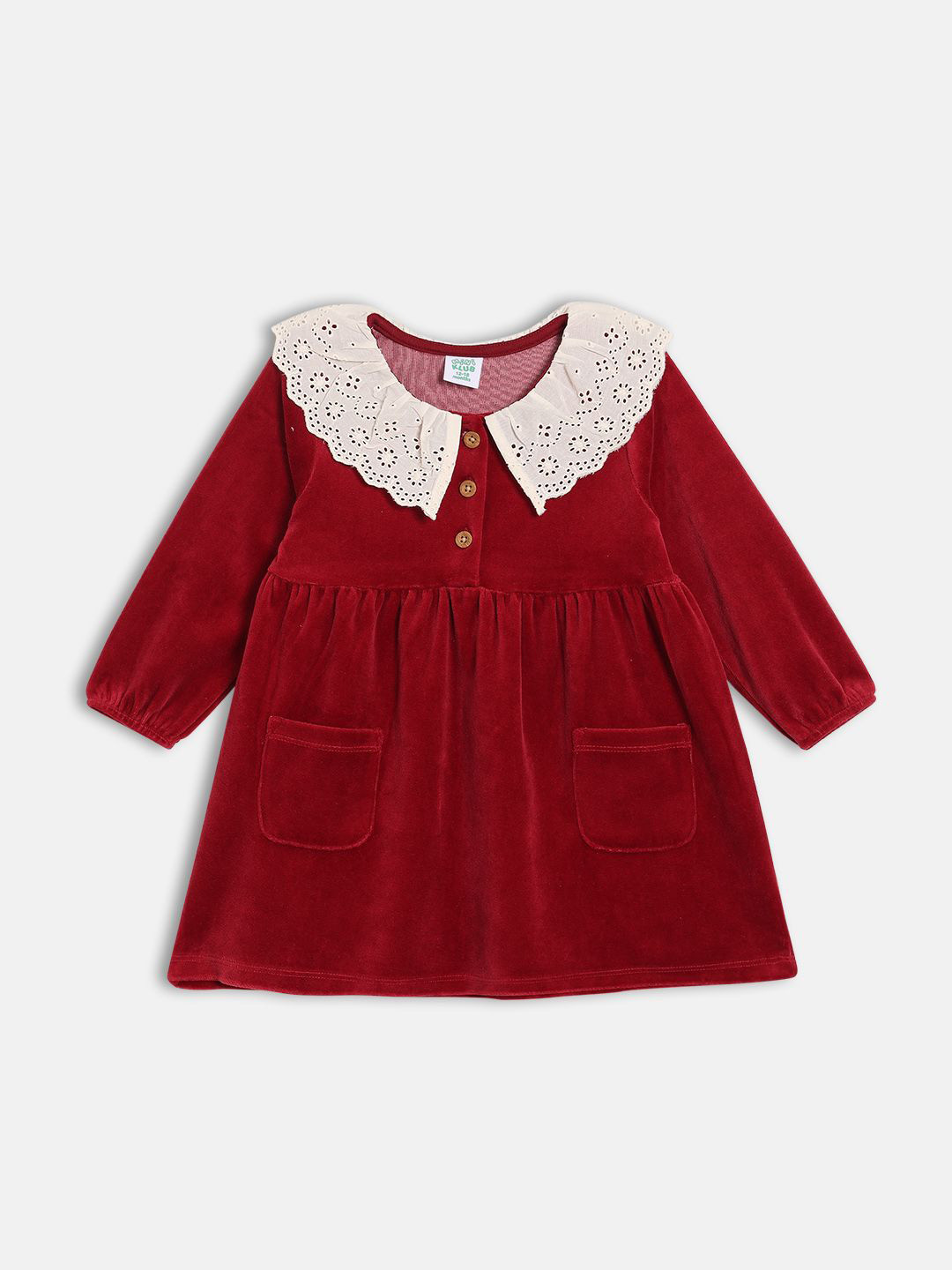 MINI KLUB Girls Above the Keyboard Collar Schiffli Fit & Flare Dress