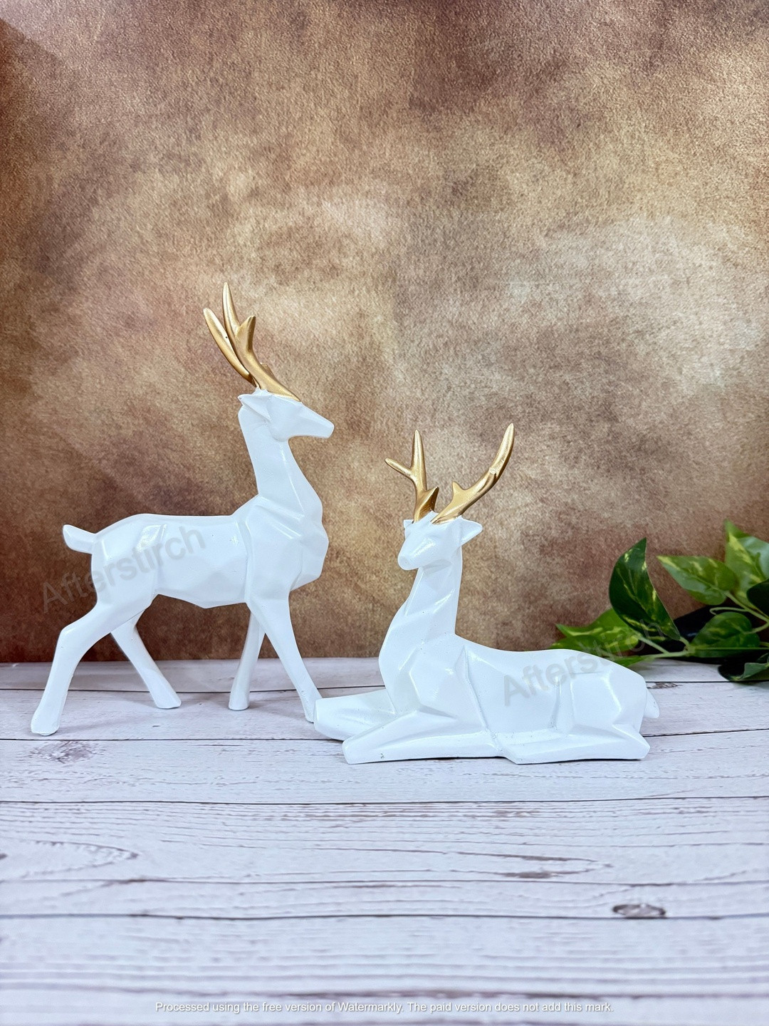 Afterstitch Set Of 2 3D Deer Idol Showpiece