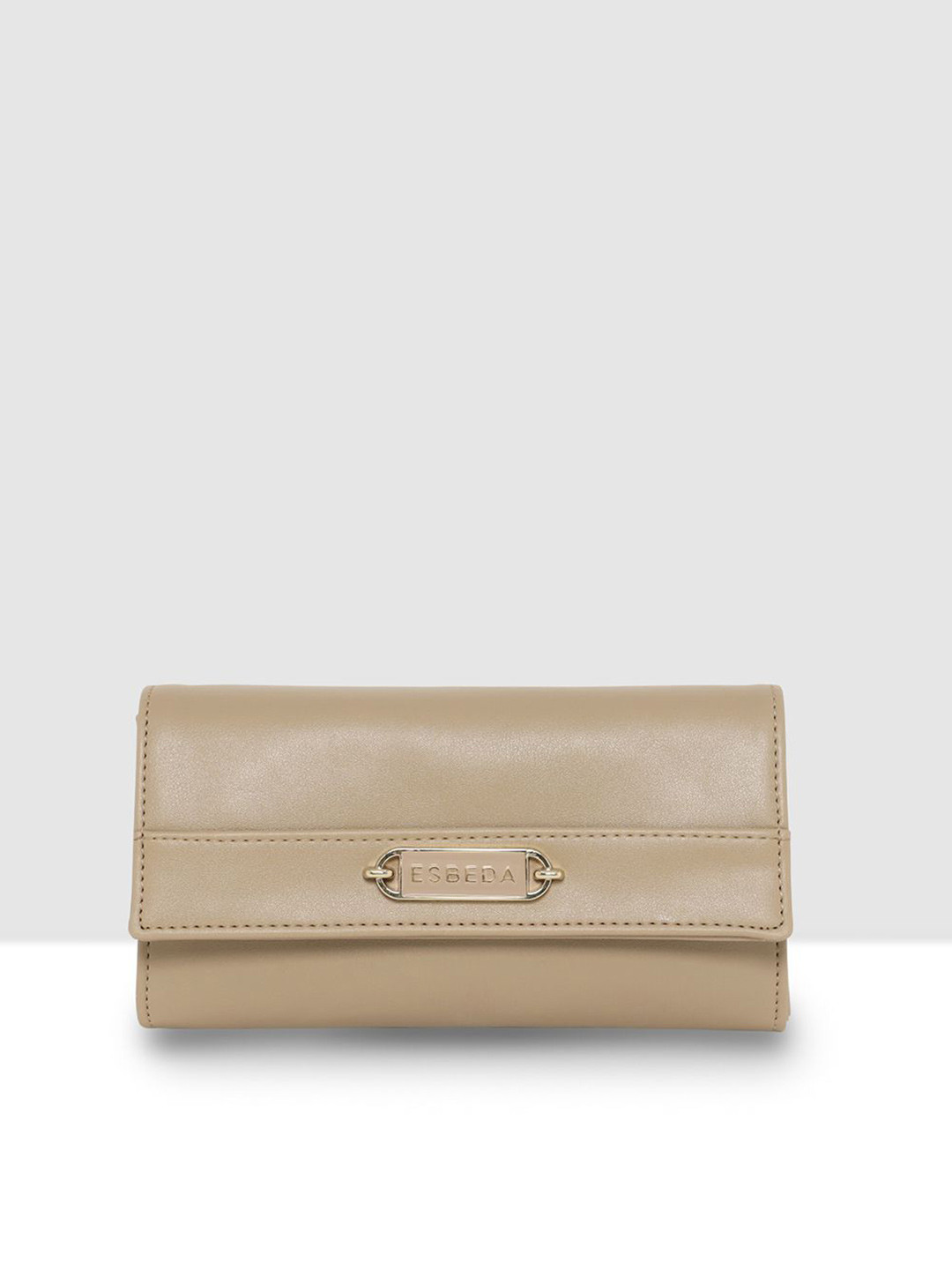 ESBEDA Women Beige Colour Textured Two Fold Wallet