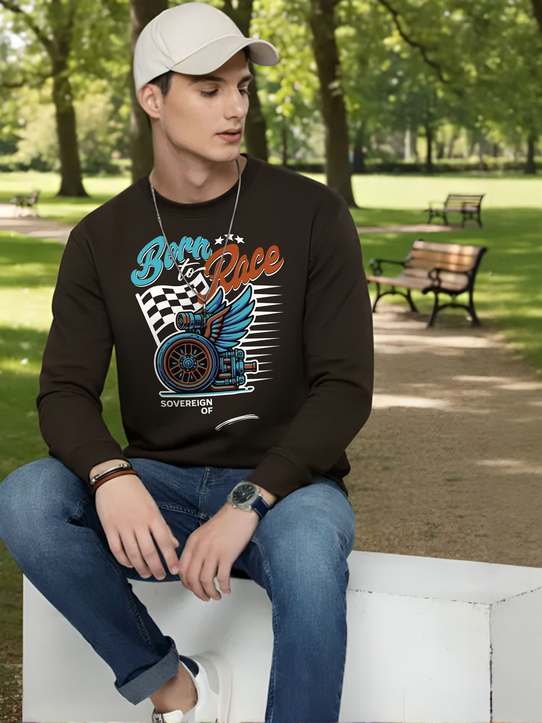 Moda Rapido Mens Graphic Printed Round Neck Sweatshirt