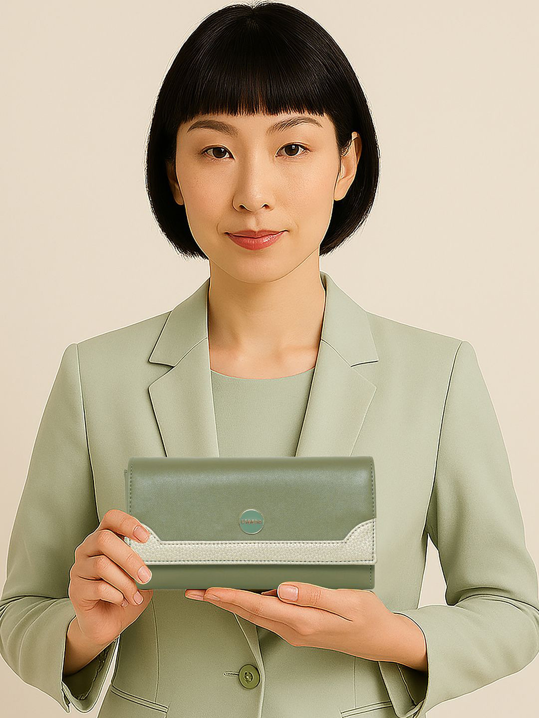 ESBEDA Women Bi-Tone Brand Logo PU Two Fold Wallet