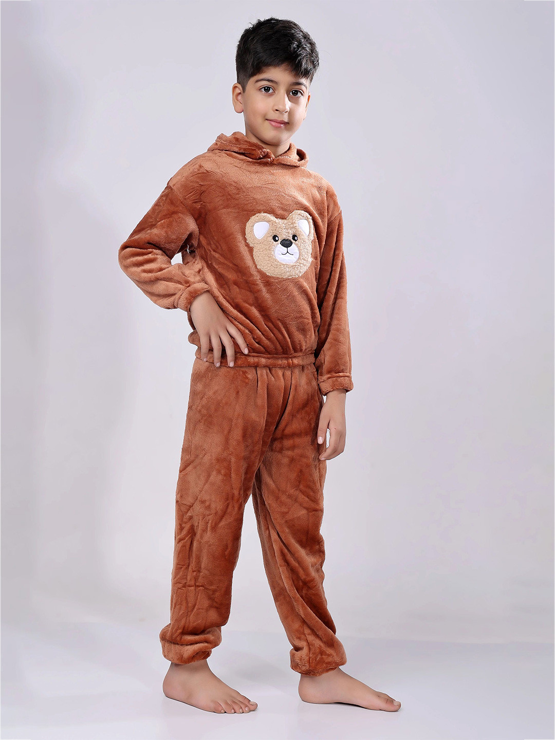 Uttam Kids Teddy Face Printed T-shirt & Pyjamas Winter Night suit