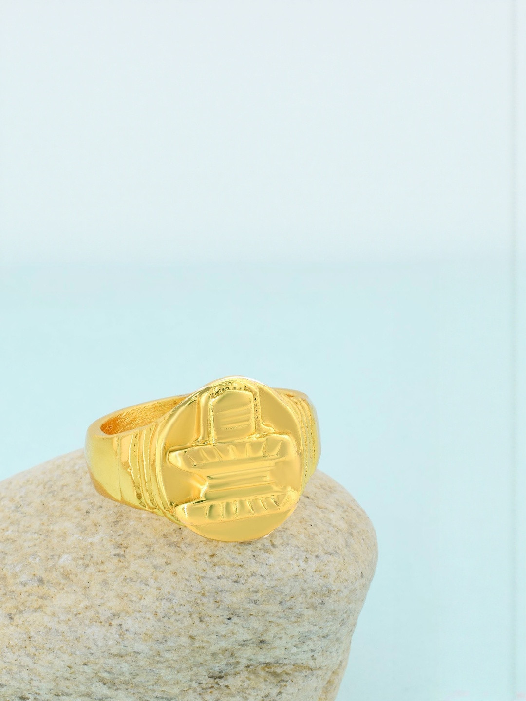 Goldplated Asht-Dhatu Shiva Lingam design Mahadev finger ring