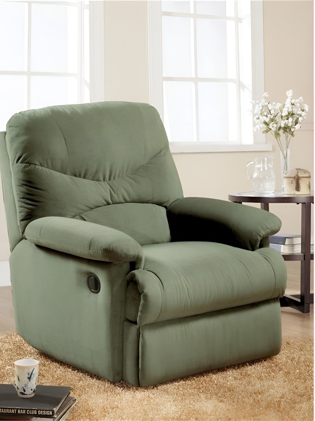 FRIENDS LIFE Green Manual Recliner Sofa Chair