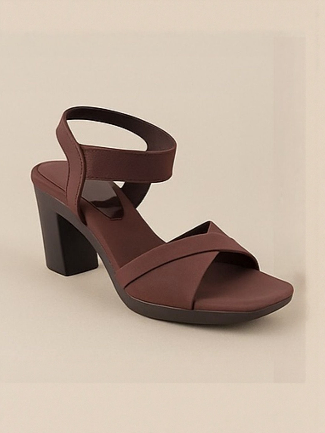 Amore Fashions Women Brown Solid Block Heels with Ankle Strap