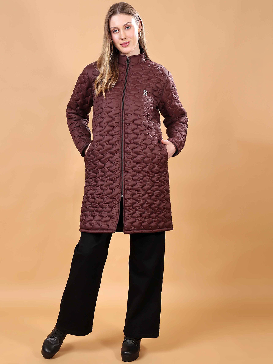 FEYONA Women Mock Collar Solid Padded Jacket