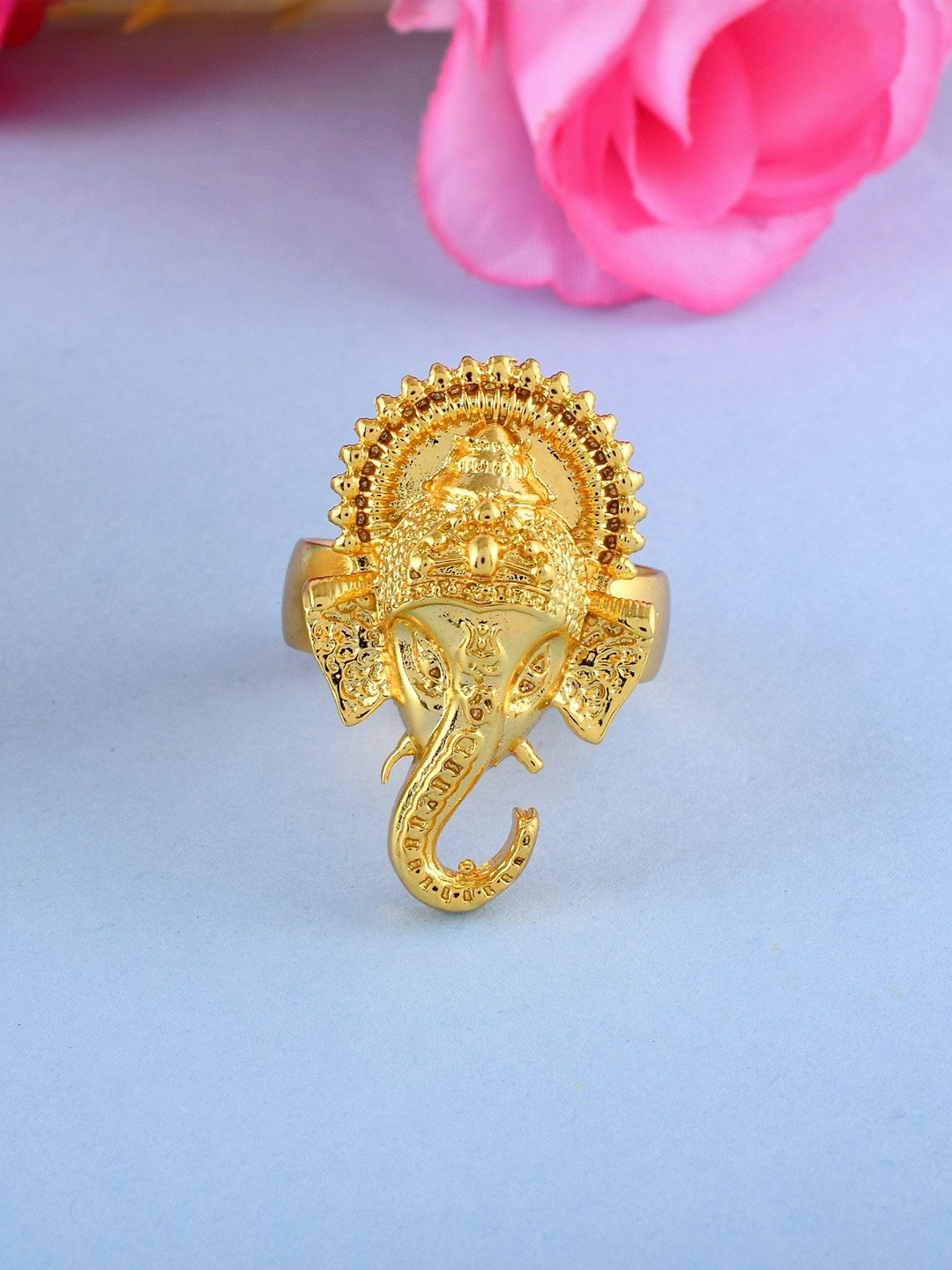 Brass Goldplated handmade Adjsutable Ganesh fingerring