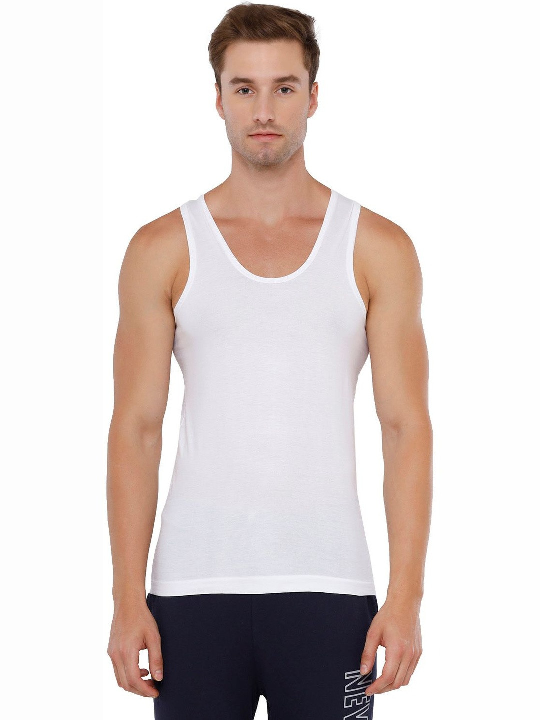 Rupa Bruno Men Pack of 2 White Cotton Sleeveless Innerwear Vest