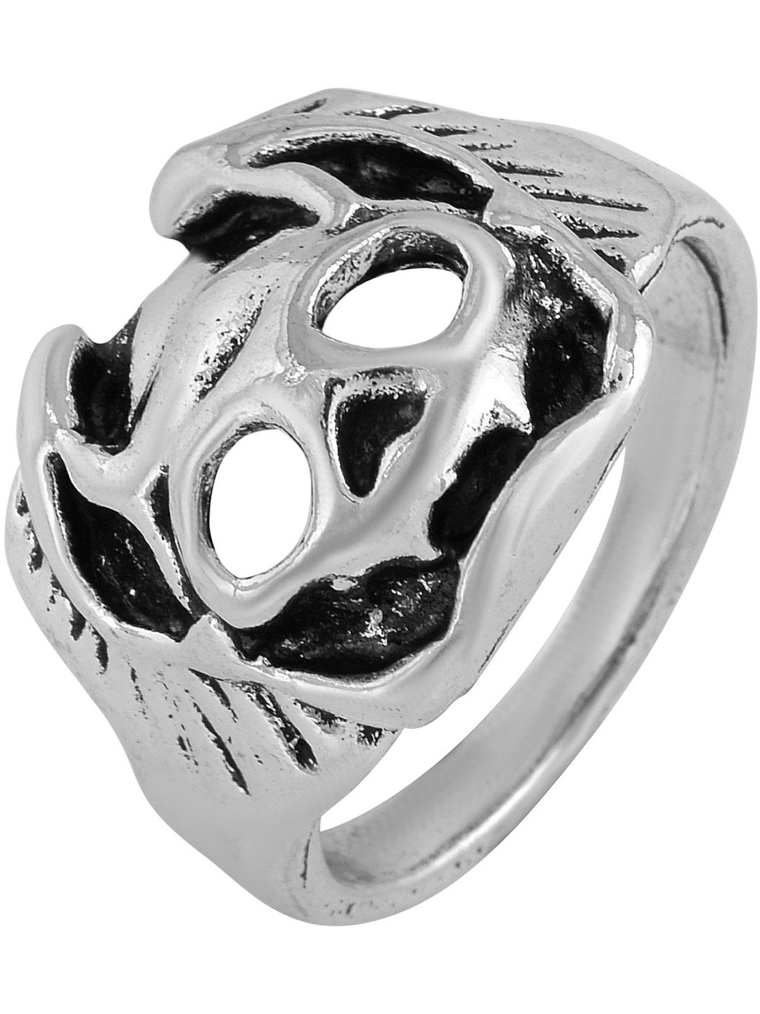 Silver plated Antique finish, Square skull design, Fashion ring