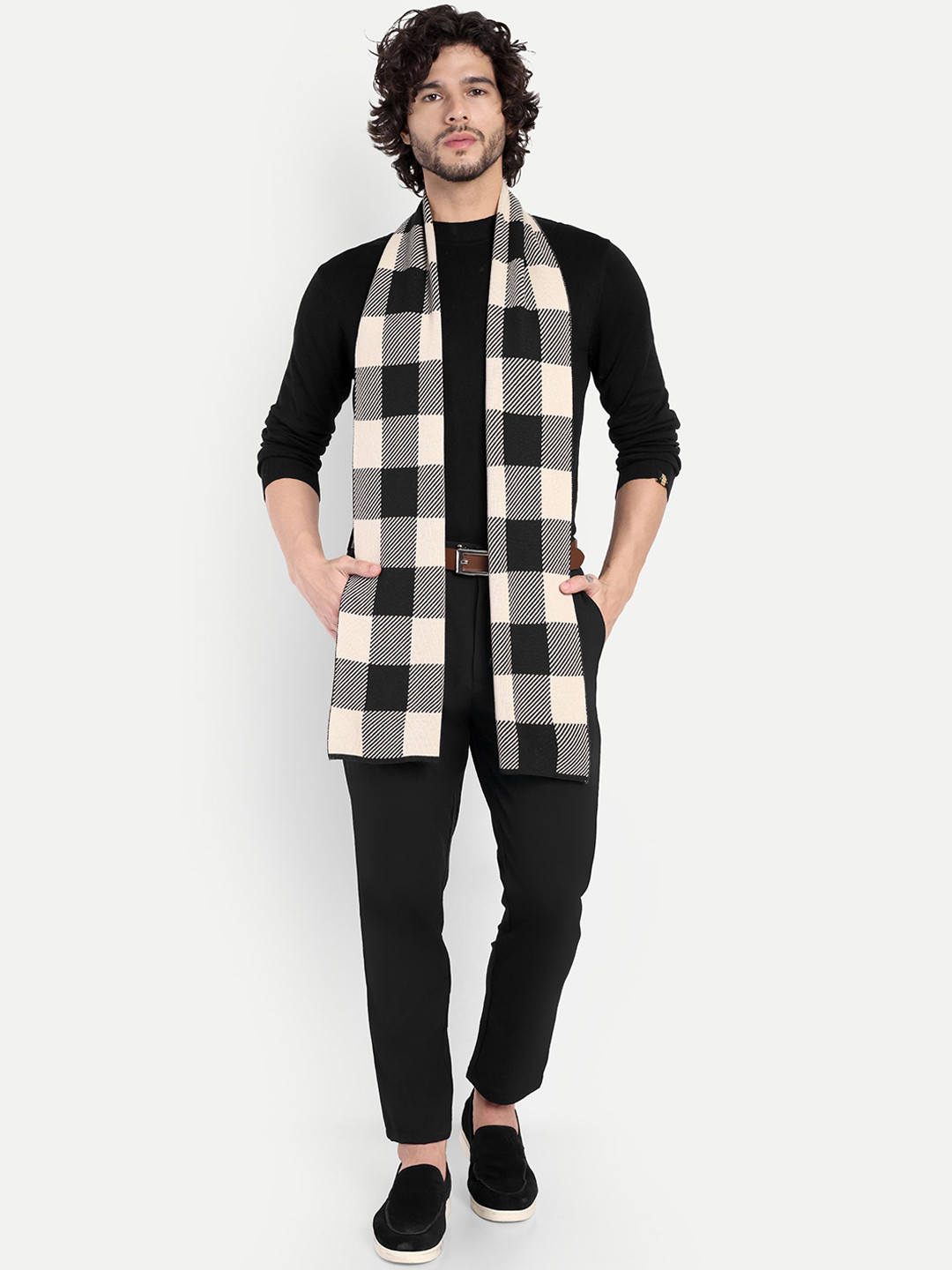 Knitkala Men Checked Merino Wool Mufflers