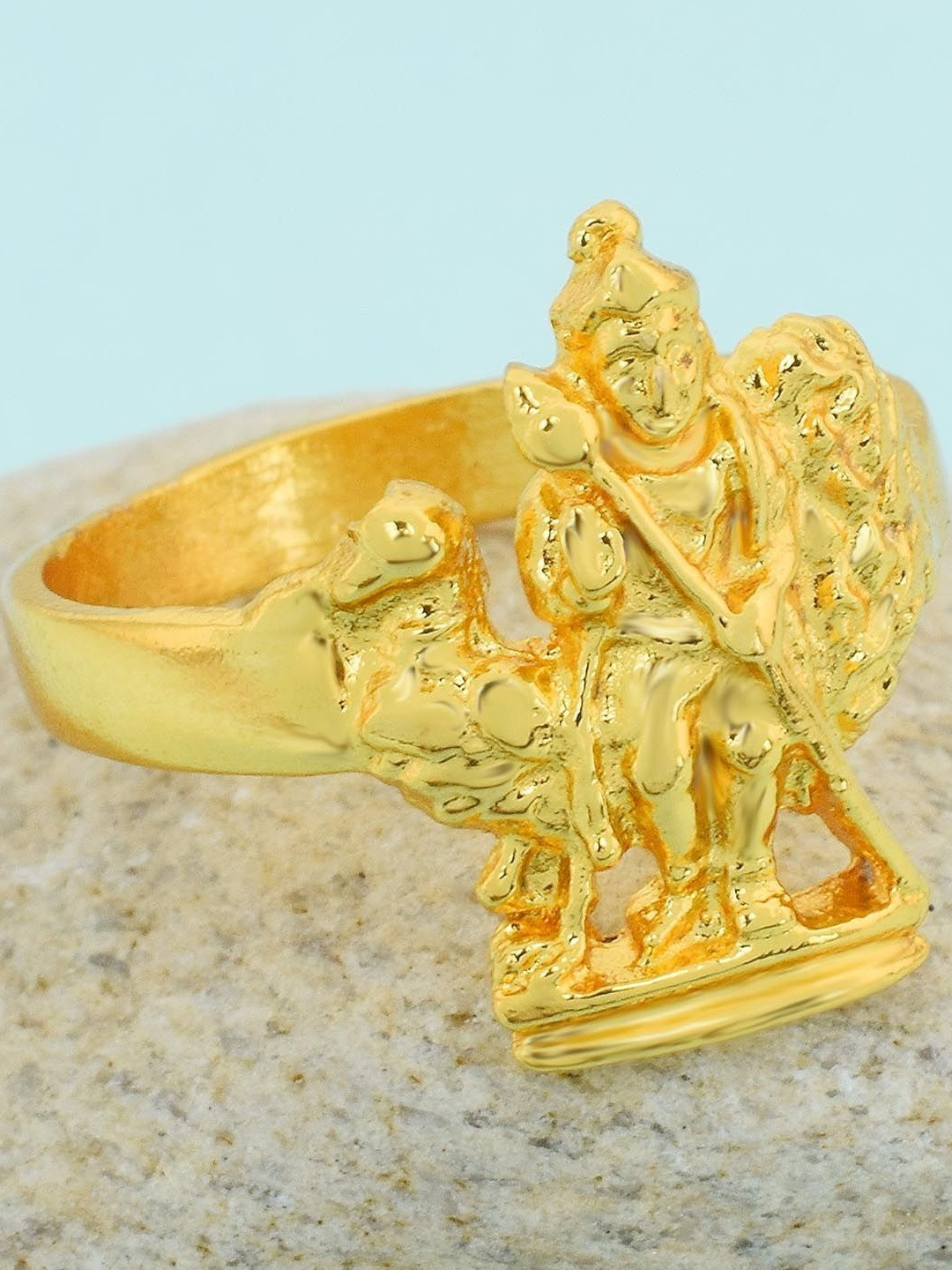 DZINETRENDZ Unisex Gold-Plated Saravana Kartikeya Lord Murugan Goddess Finger Ring