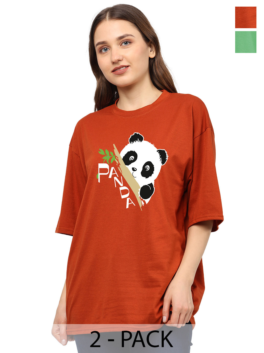 TQH Women Pack Of 2 Graphic Oversized T-shirts