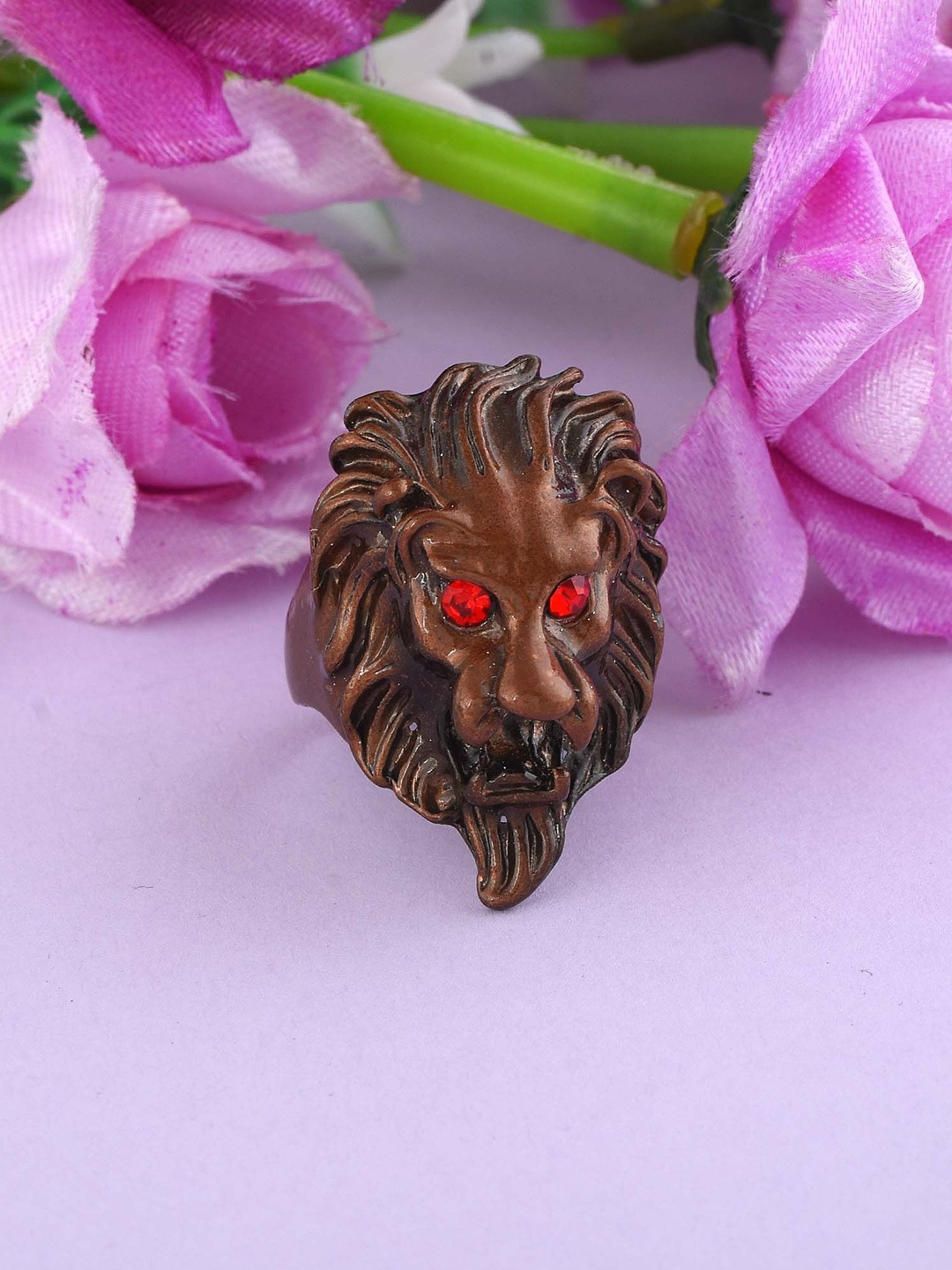 DZINETRENDZ Unisex Bronze Lion Head Fashion Jewellery finger ring