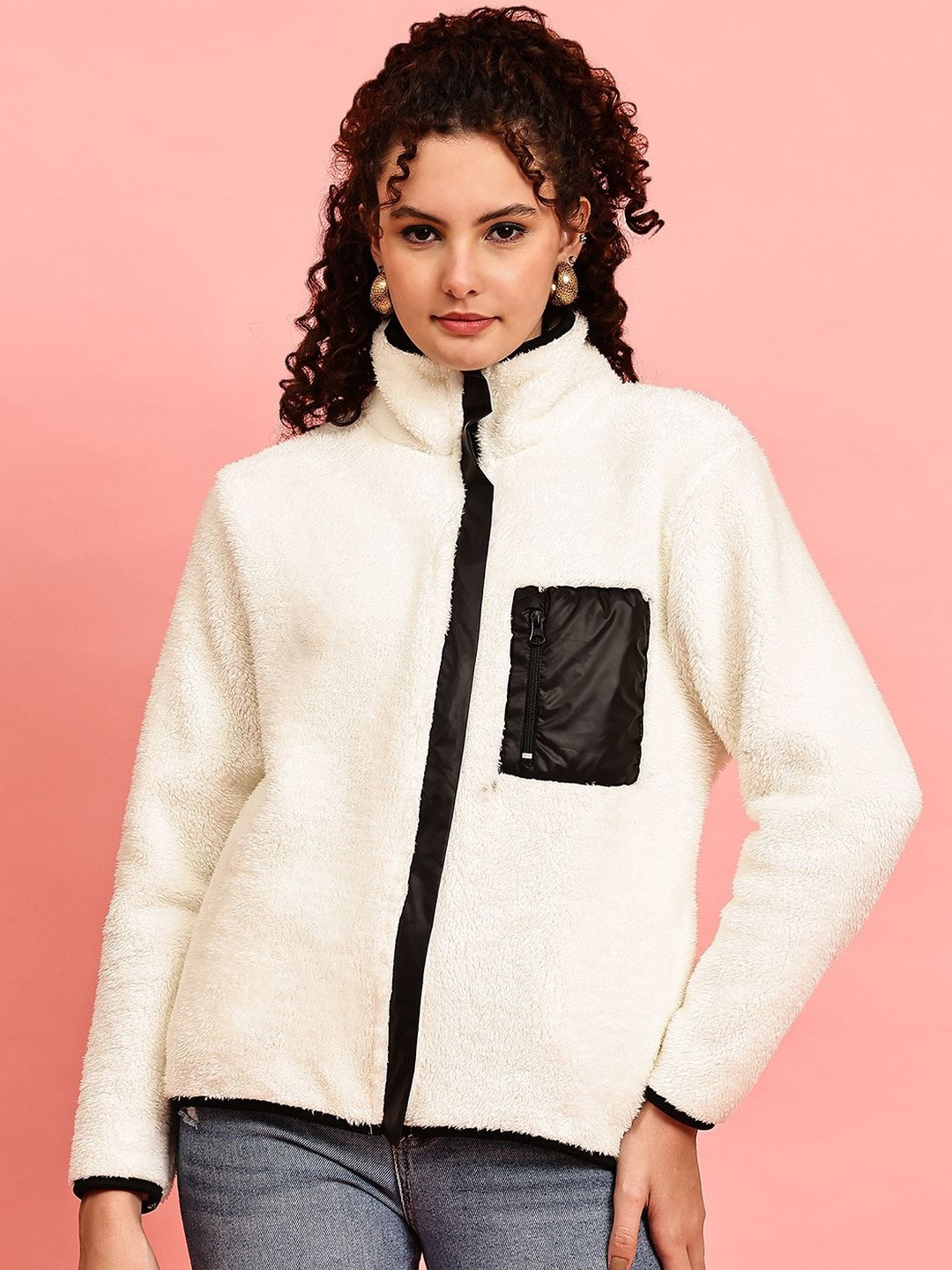 CORSICA Women Patch Pocket Faux Fur Tailored Jacket