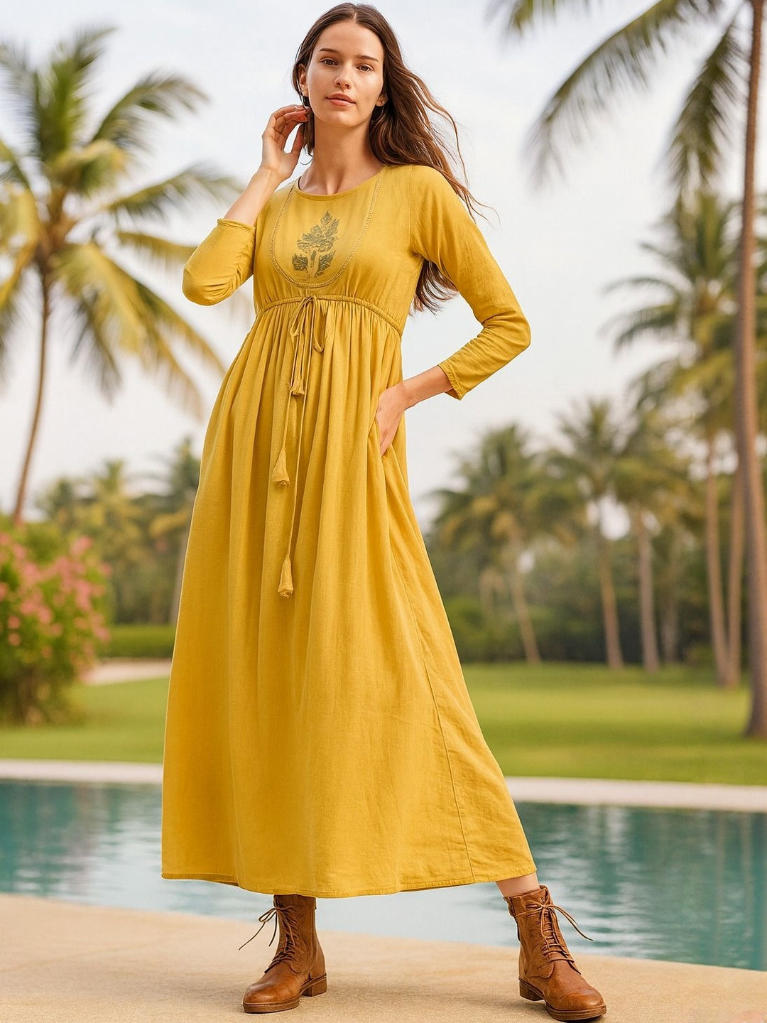 Round Neck Embroided Dress