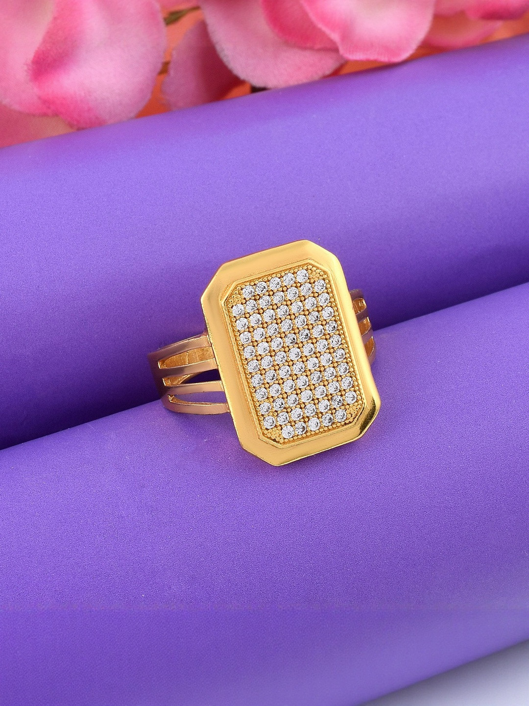 Brass Goldplated American Diamonds Heavy fingerring