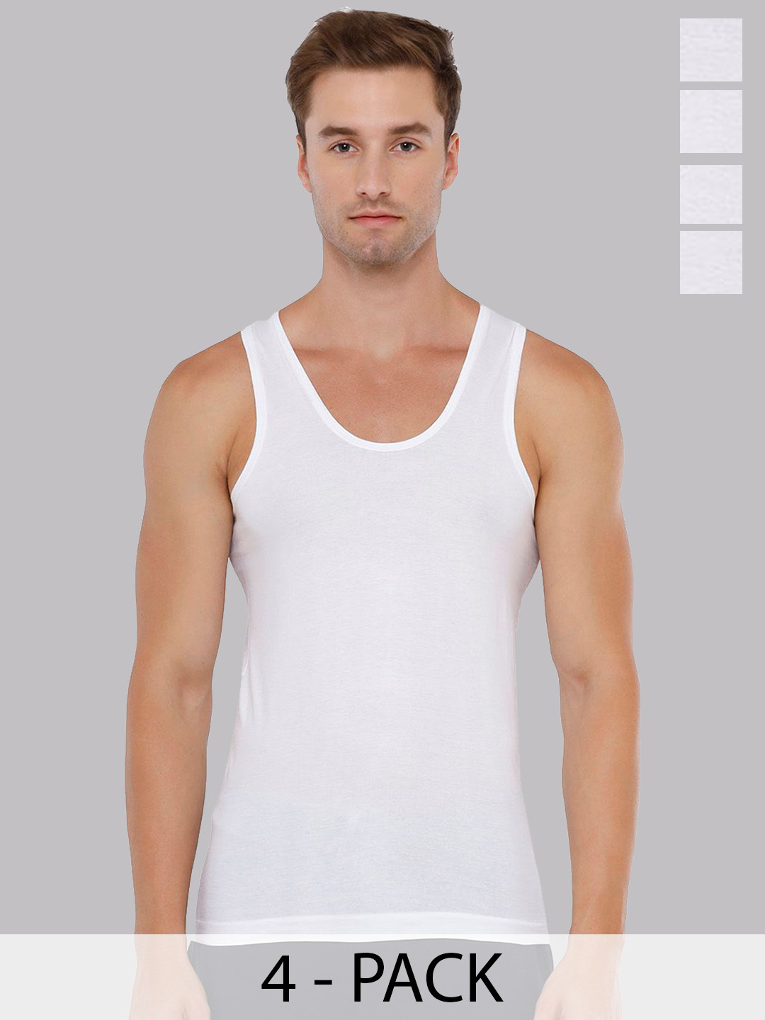 Rupa TOPMAN Men Pack Of 4 Scoop Neck Cotton Undershirt Innerwear Vests