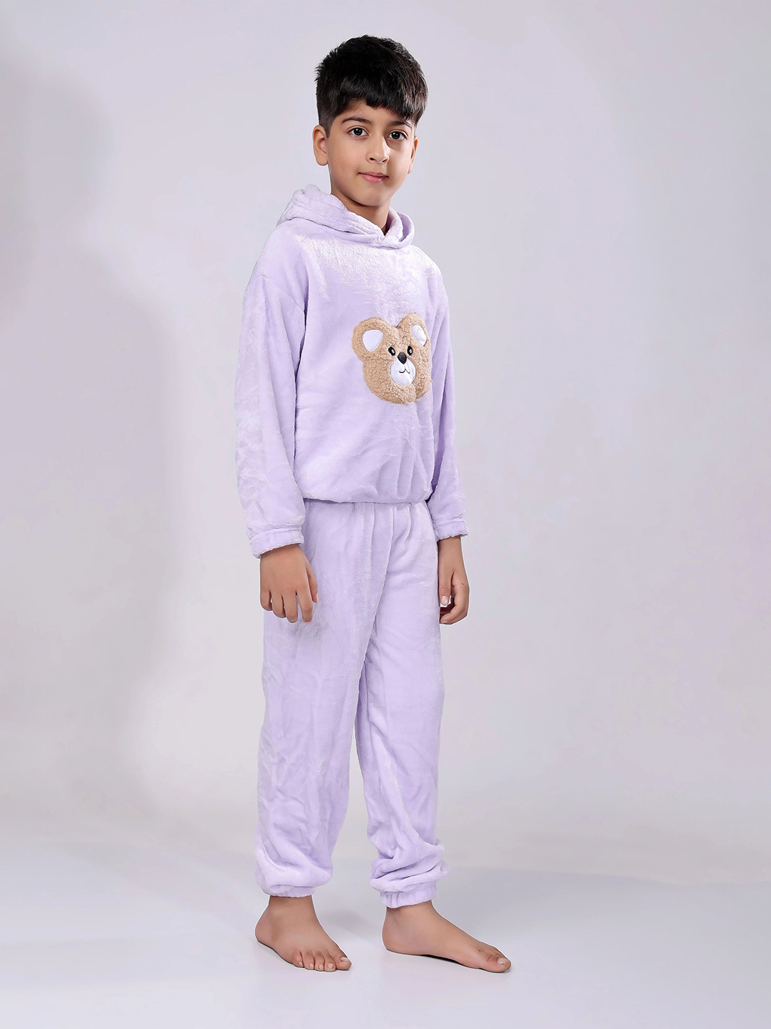 Uttam Kids Cartoon Characters Printed Hooded Long Sleeves Sweatshirt & Trouser Night suit