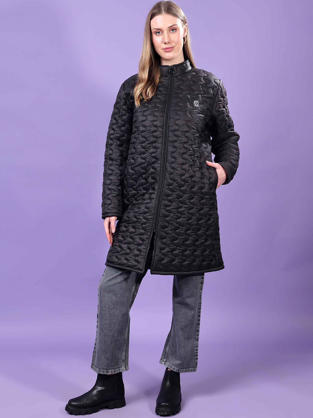 FEYONA Women Mock Collar Solid Padded Jacket