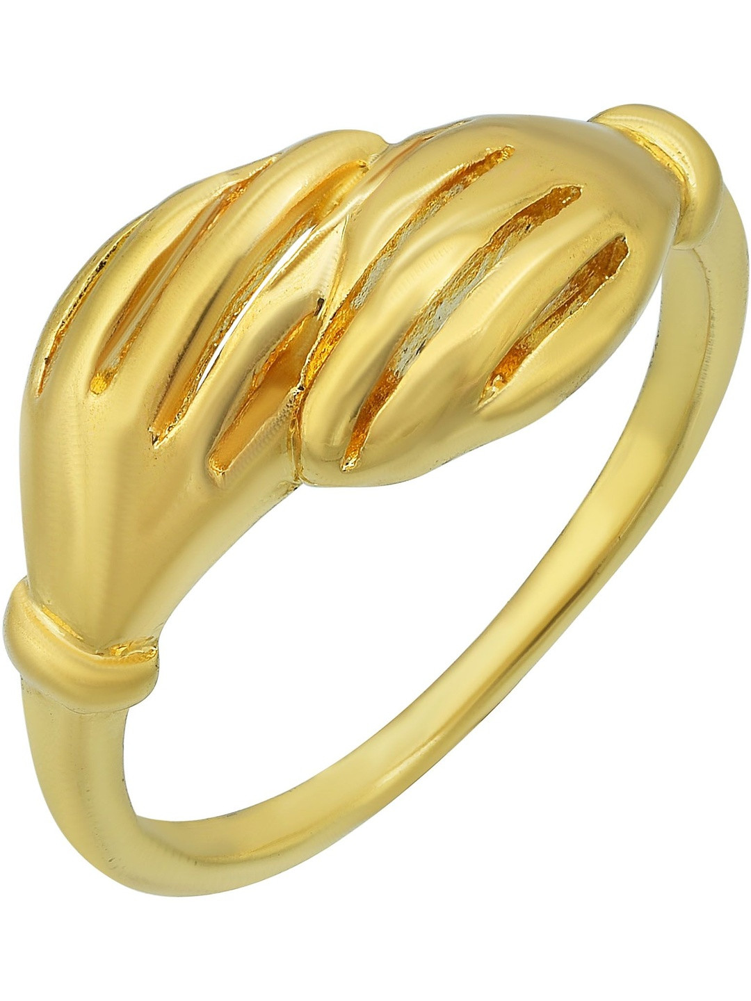 DZINETRENDZ Gold Plated Handshake Design Finger Ring