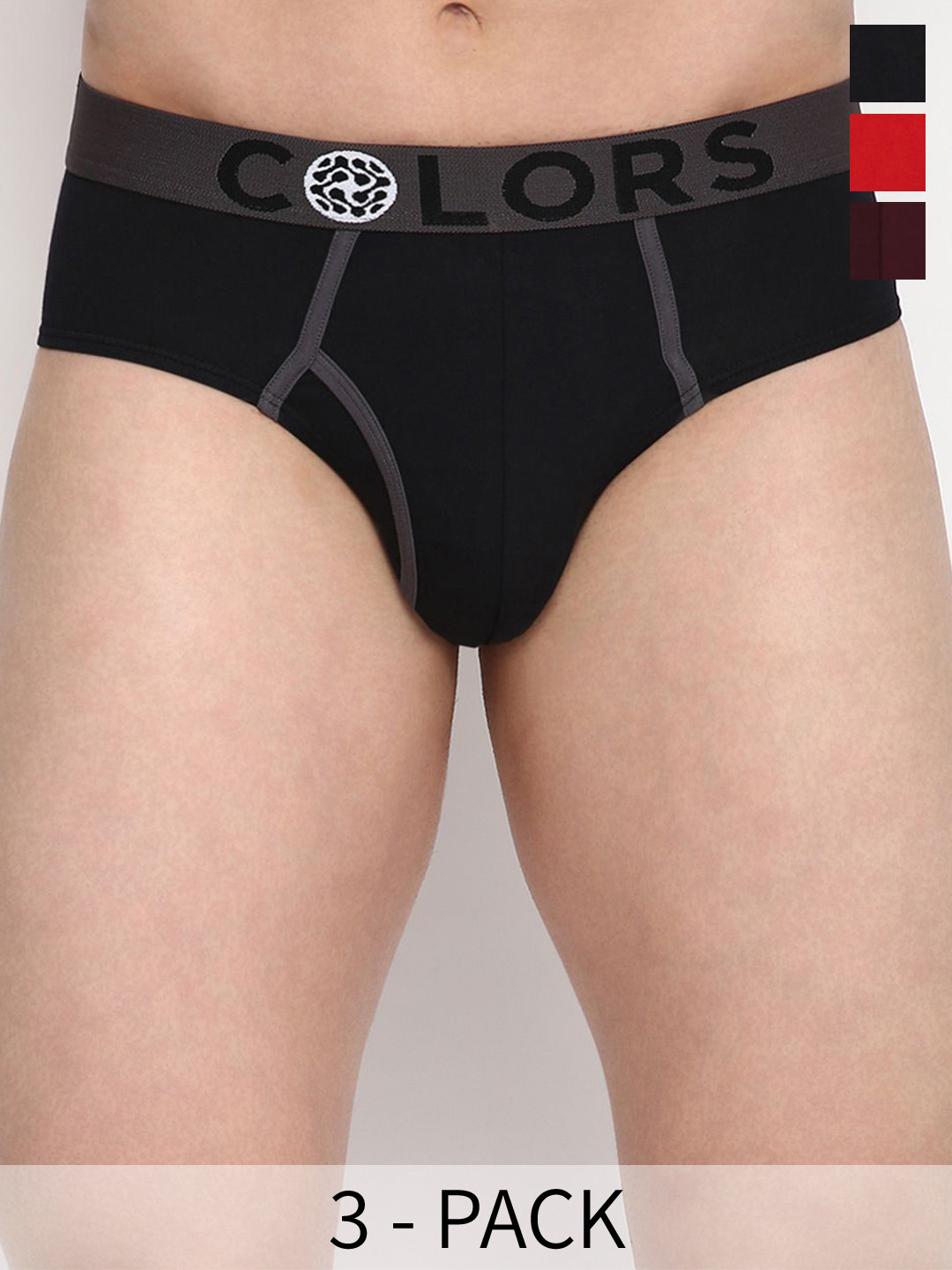 COLORS by Rupa Frontline Pack Of 3 Mid-Rise Brand Logo Basic Briefs