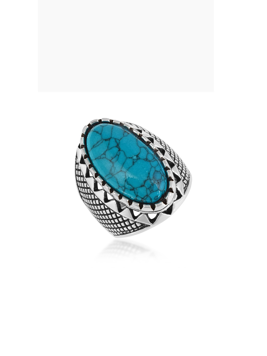 Brass Silverplated Big Turquoise Firoza finger ring