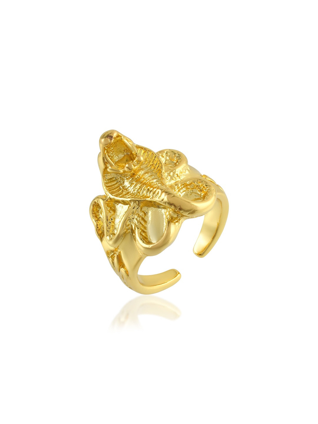 DZINETRENDZ Unisex Gold-Plated Nagdevta Snake Goddess Adjustable Open End Finger Ring