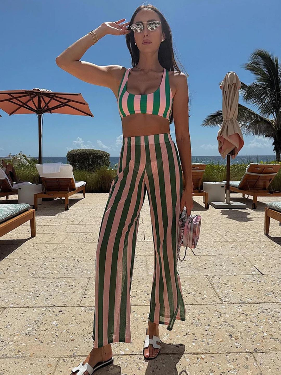 Addery Striped Bikini Set With Pants